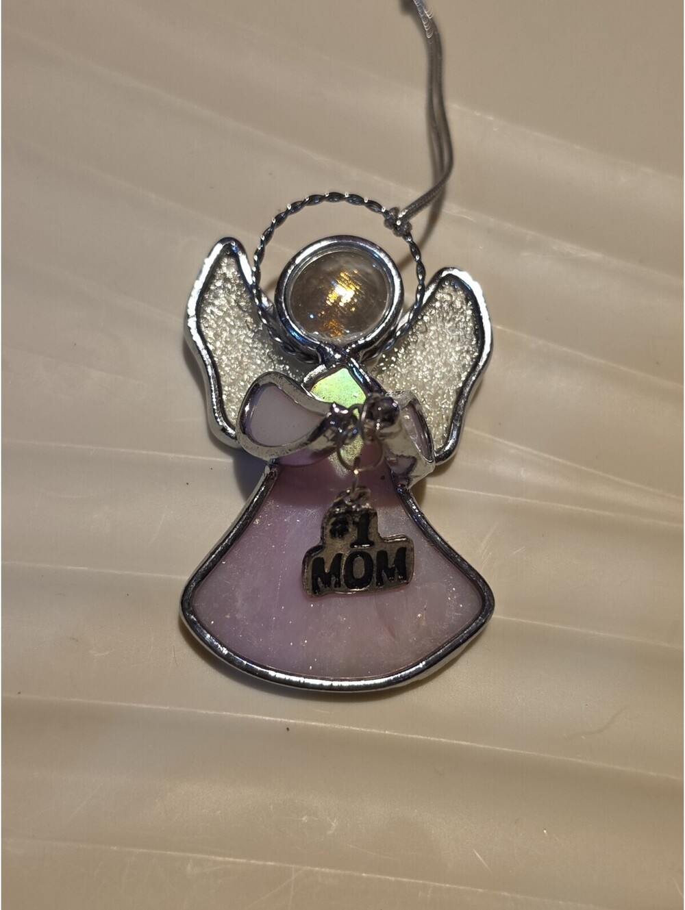 Ganz Angel Ornament Stained Glass Suncatcher #1 MOM Charm 3"